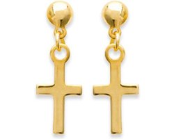 Amanto Oorbellen Floria - 925 Zilver Goudverguld - Kruisje - 6x15mm