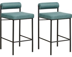 AMAYA - Barkruk set van 2 - Blauwgroen - Polyester