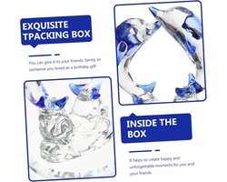 Ambachtelijk Dolfijn Ornament voor Woondecoratie - Uniek Standbeeld en Sculptuur als Kerstcadeau of Geschenk voor Dolfijnenliefhebbers - Wit Kristal Desktop Decor