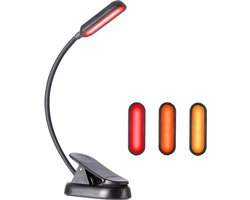 Amber & Rode Leeslamp voor in Bed - 1600K/625NM - 8 LED's - USB-C Oplaadbaar - Flexibele Clip-on Leesklem - Blauwlichtvrij Nachtlampje - 12 Uur