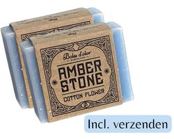 Amberblokjes 2x 'Boles d'olor Cotton Flower' - Inclusief verzenden - Blauw - Katoen - Amber stone blokje - Geurblokje - Geurverfrisser - Luchtverfrisser - Verfrisser - Parfum - Fris - Wc - Toilet - Kledingkast - Kast - Lade - Geurbrander - Brander