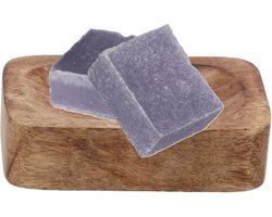 Amberblokjes/geurblokjes cadeauset - Lavendel geur - 3x blokjes - met bamboe bakje