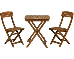 Ambiance Bistroset - 1 Tuintafel 65cm - 2 Tuinstoelen 53 x 40 x H82 cm - Inklapbaar-FSC Acaciahout