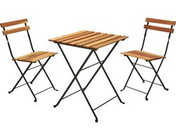 Ambiance Bistroset - Teaklook - Inklapbaar - Metaal - Hout