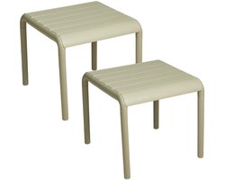 Ambiance tuin bijzettafeltje - 2x - groen - kunststof - 45 x 45 x 41 cm - koffietafel - handig naast je luie stoel