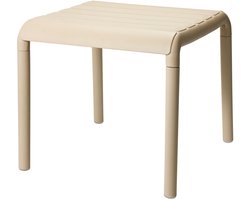 Ambiance tuin bijzettafeltje - beige - kunststof - 45 x 45 x 41 cm - koffietafel - handig naast je luie stoel