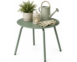 Ambiance Tuin bijzettafeltje - groen - metaal - Dia 50 cm - Hoogte 40 cm - rond - koffietafel