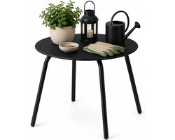 Ambiance Tuin bijzettafeltje - zwart - metaal - Dia 50 cm - Hoogte 40 cm - rond - koffietafel