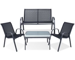 Ambiance - Tuinmeubelset - 4-Delig - Metalen Frame - Polyester Zitting