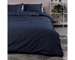 Ambiante Cotton Uni dekbedovertrek - Eenpersoons - 140x200/220 - Donker Blauw