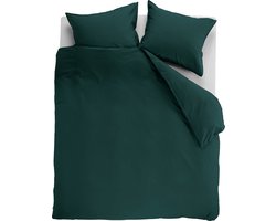 Ambiante Cotton Uni dekbedovertrek - Eenpersoons - 140x200/220 - Donker Groen