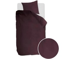 Ambiante Cotton Uni dekbedovertrek - Eenpersoons - 140x200/220 - Donker Rood