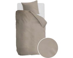 Ambiante Cotton Uni dekbedovertrek - Eenpersoons - 140x200/220 - Taupe