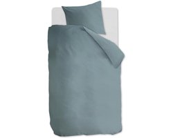 Ambiante Cotton Uni dekbedovertrek - Effen - Eenpersoons - 140x200/220 cm - Blauw