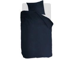 Ambiante Cotton Uni dekbedovertrek - Effen - Eenpersoons - 140x200/220 - Donker Blauw
