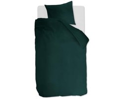Ambiante Cotton Uni dekbedovertrek - Effen - Eenpersoons - 140x200/220 - Donker Groen