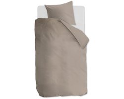 Ambiante Cotton Uni dekbedovertrek - Effen - Eenpersoons - 140x200/220 - Taupe