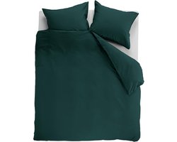 Ambiante Cotton Uni dekbedovertrek - Effen - Lits-Jumeaux - 240x200/220 - Donker Groen