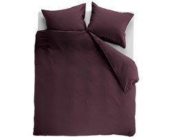 Ambiante Cotton Uni dekbedovertrek - Effen - Lits-Jumeaux - 240x200/220 - Donker Rood