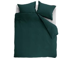 Ambiante Cotton Uni dekbedovertrek - Effen - Lits-Jumeaux XL - 260x200/220 cm cm - Donkergroen