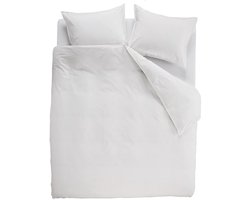 Ambiante Cotton Uni dekbedovertrek - Effen - Lits-Jumeaux XL - 260x200/220 cm - Wit