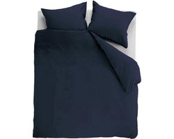 Ambiante Cotton Uni dekbedovertrek - Effen - Tweepersoons - 200x200/220 - Donker Blauw