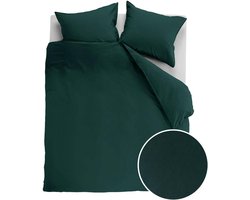 Ambiante Cotton Uni dekbedovertrek - Tweepersoons - 200x200/220 - Donker Groen
