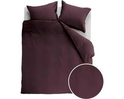 Ambiante Cotton Uni dekbedovertrek - Tweepersoons - 200x200/220 - Donker Rood