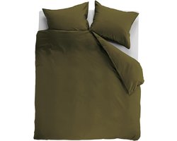 Ambiante Cotton Uni dekbedovertrek - Tweepersoons - 200x200/220 - Olijfgroen
