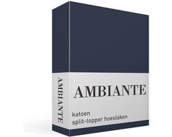 Ambiante Katoen - Splittopper Hoeslaken - 180x200 - Donker Blauw