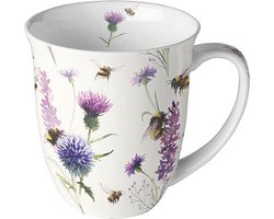 Ambiente - beker - mok met oor - Bumblebees in the meadow - hommels in de wei - fijn porselein