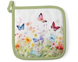 Ambiente - Pannenlap 20x20cm - Butterflies in field white