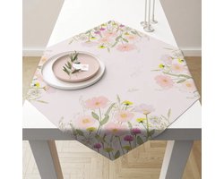 Ambiente Tafelkleed 90 x 90 cm, Pastel Bloemen Roze, Katoen
