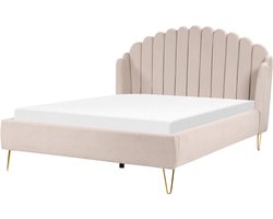 AMBILLOU - Bed - Lichtbeige - 160 x 200 cm - Polyester
