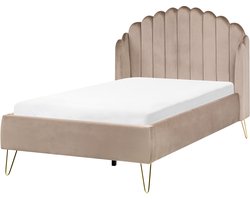AMBILLOU - Bed - Taupe - 120 x 200 cm - Fluweel