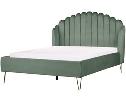 AMBILLOU - Tweepersoonsbed - Groen - 140 x 200 cm - Fluweel