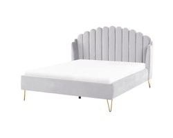 AMBILLOU - Tweepersoonsbed - Lichtgrijs - 160 x 200 cm - Fluweel