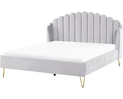 AMBILLOU - Tweepersoonsbed - Lichtgrijs - 180 x 200 cm - Fluweel