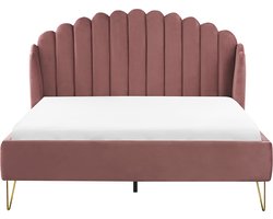 AMBILLOU - Tweepersoonsbed - Roze - 160 x 200 cm - Fluweel