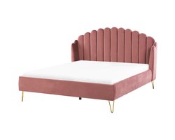 AMBILLOU - Tweepersoonsbed - Roze - 180 x 200 cm - Fluweel