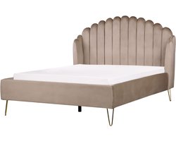 AMBILLOU - Tweepersoonsbed - Taupe - 140 x 200 cm - Fluweel