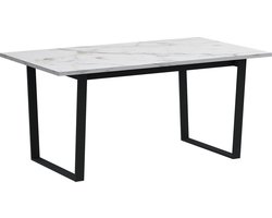 Amble eetkamertafel 90x160cm wit marmerprint.