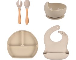 Ambraese - Siliconen kinderservies - Baby bestek - 5 delig - BPA vrij -  met zuignap