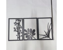 Ambrosia 3 stuks modern deco muurdecoratie - Wanddecoratie - Zwart - Houten art - Muurdecoratie - Line art - Wall art - Bohemian - Wandborden - Woonkamer - 75x40 cm - kerst - kerstcadeau - wandecoratie woonkamer - kerstgeschenk