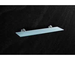 Ambrosya - Plank van roestvrij staal en glas - Wandplank badkamerplank doucheplank badkamerplank glazen plank wand badkamer (roestvrij staal (geborsteld), 50 cm x 12 cm)