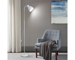 Amdelne Industriële Vloerlamp - Ovale lampenkap Wit - E27 fitting MAX60W - excl. lichtbronnen