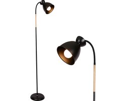 Amdelne Industriële Vloerlamp - Ovale lampenkap Zwart - MAX60W E27 fitting - excl. lichtbronnen