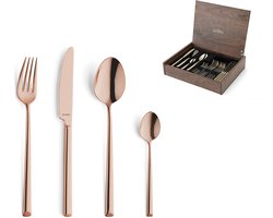 Amefa - Metropole Koper - 24-delige Bestekset - Inclusief luxe houten kist - 6 personen - 6 persoons - vaatwasmachinebestendig