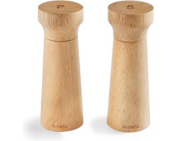 Amefa Modern – 2-delige Peper- en Zoutmolenset – 15 cm – Keramisch Maalwerk – Hout – FSC Kraft Cadeauverpakking