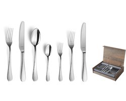 Amefa - SIERRA - Bestekset - 84-delig in luxe houten kist -12 Personen - zilverkleurig